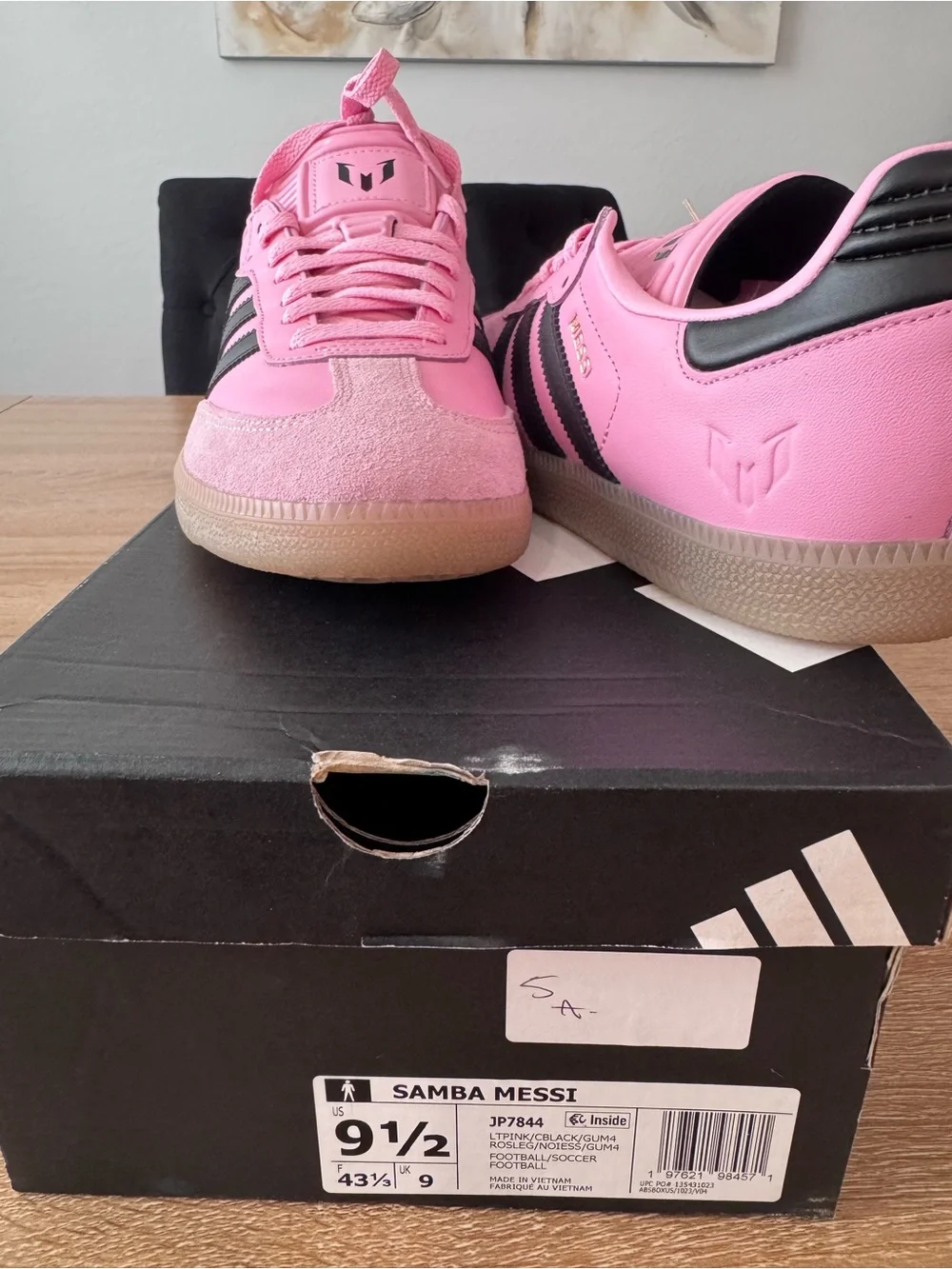 adidas Mens Pink & Black Messi Samba Style Sneakers NWT